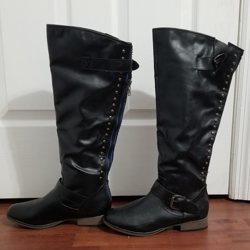 Contrast Color Rear Zipper Mid Calf Boot-2 For $45